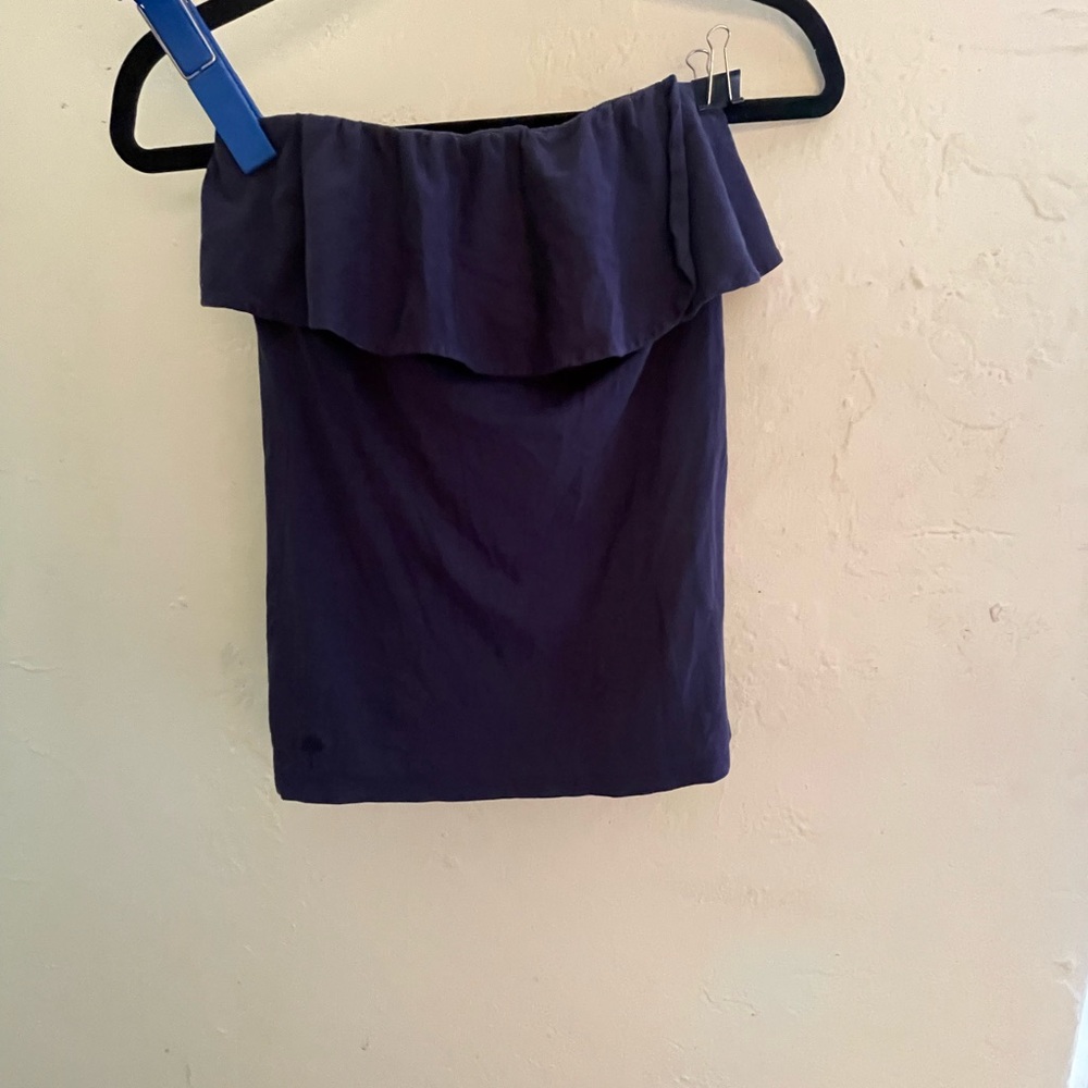 Lily Pulitzer Navy Tube Top with Ruffle